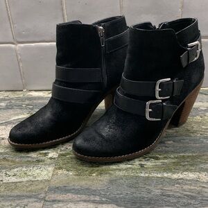 Black suede booties size 7